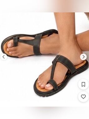 B.O.C. Vegan Born Concept Black Neural Toe Loop Strappy Comfort Slide Sandals 8